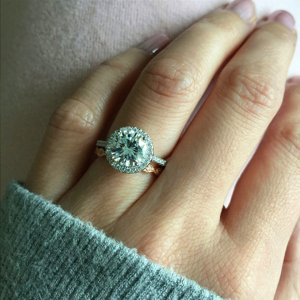 1.50 Oval Cut Lab Diamond Engagement Ring Rose Gold Vintage Halo Ring | La  More Design